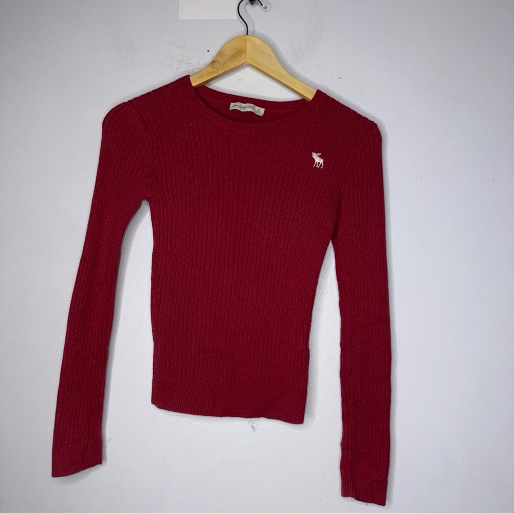 abercrombie fitch Red‎ Ribbed Fitted Sweater Medium